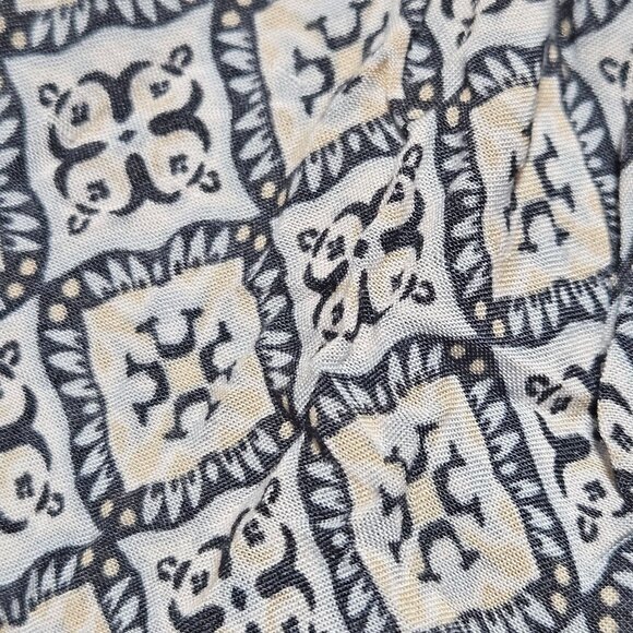 Artisan Ny Womens 3/4 Sleeve Boho Printed Blouse M 100% Rayon Blue & White - Picture 7 of 12